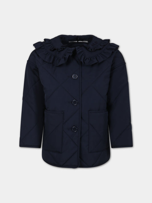 Piumino blu per bambina con rouches,Philosophy,PFGB006 0 NY167 4158