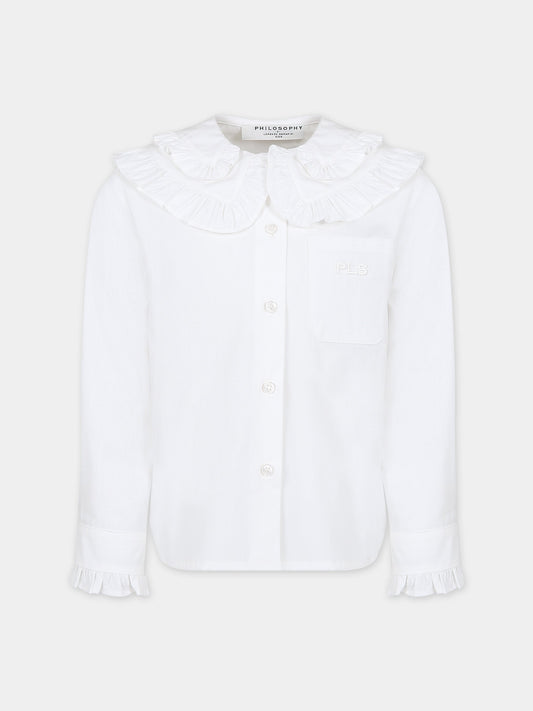 Camicia bianca per bambina con logo,Philosophy,PFCA005 0 CA001 B000