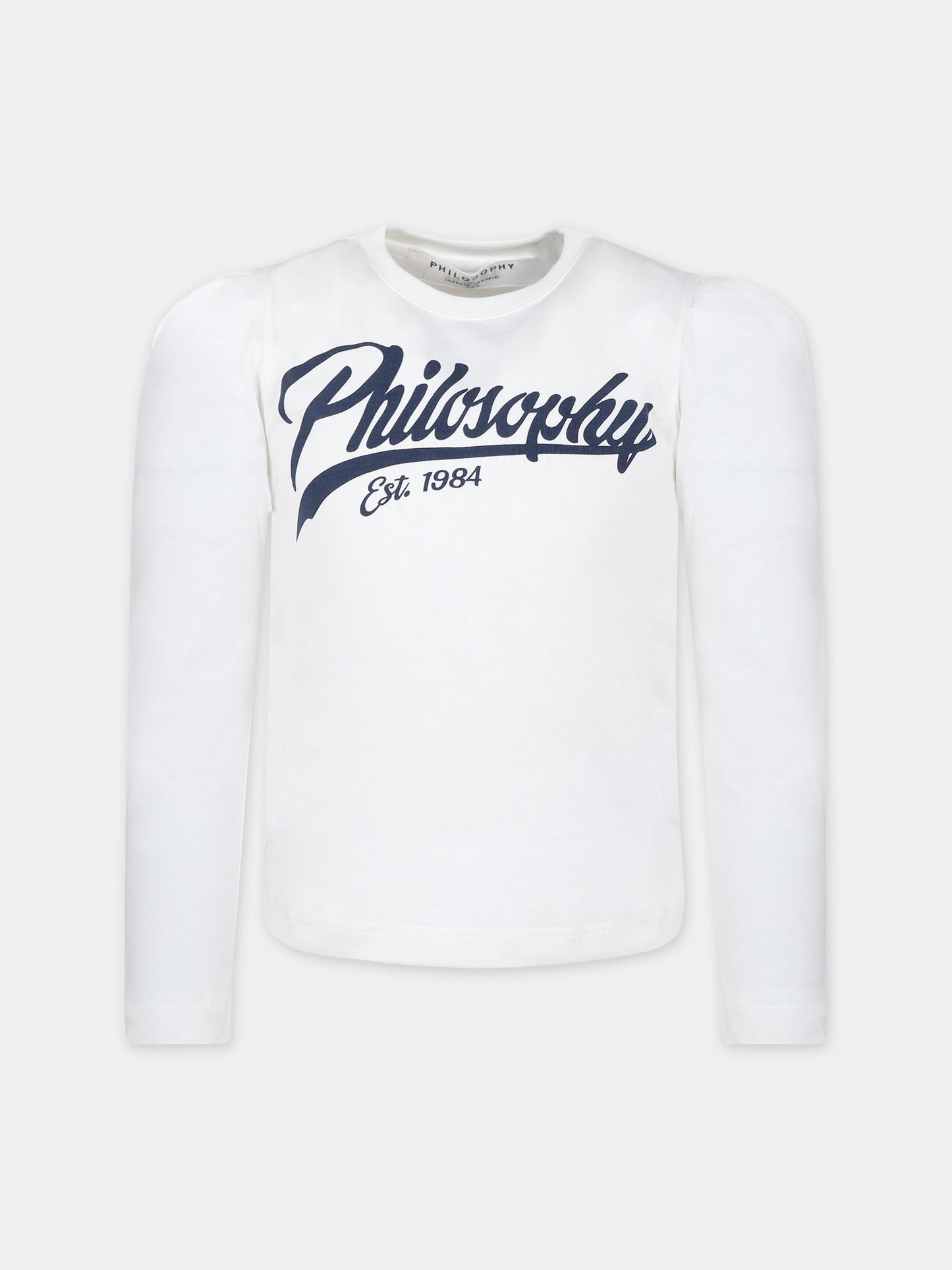 T-shirt bianca per bambina con logo,Philosophy,PFTS004 0 JF054 0000