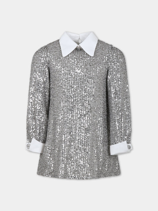 Vestito argentato per bambina con paillettes,Genny,YFAB005 0 TV672 D007