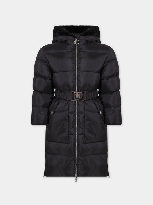 Piumino nero per bambina con ricami,Ermanno Scervino Junior,SFGB013 C NY264 N000