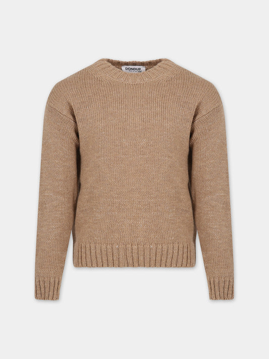 Maglione beige per bambino con logo,Dondup Kids,DMMA009 C FL002 0037