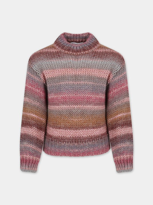 Maglione multicolor per bambina con logo,Dondup Kids,DFMA001 C FL017 MULT