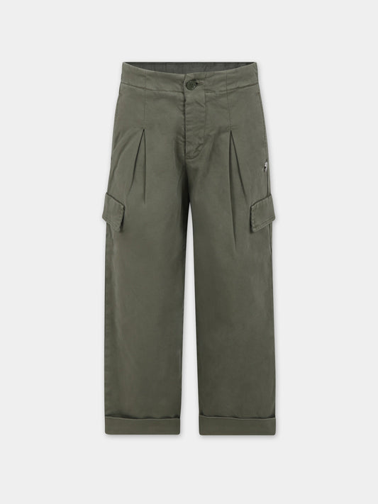 Pantaloni verdi per bambina con logo,Dondup Kids,DFPA007 0 CE246 1005