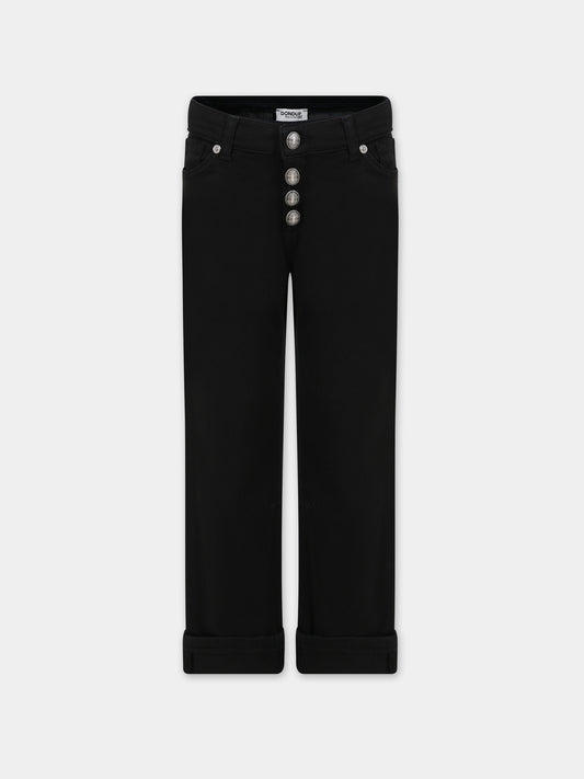 Jeans neri per bambina con logo,Dondup Kids,DFPA015 C DS039 N000