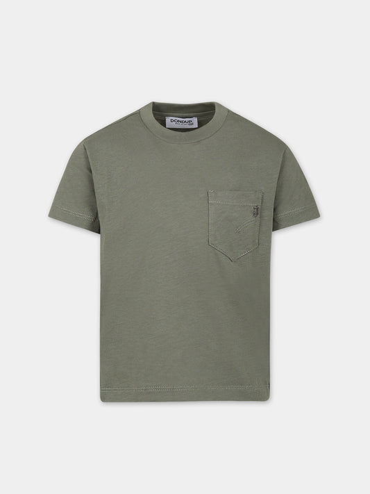 T-shirt verde per bambino con logo,Dondup Kids,DMTS005 C JF065 1005