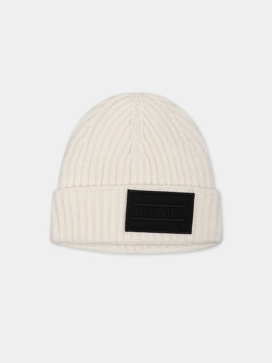 Berretto bianco per bambini con logo,Dondup Kids,DFCP001 C FL116 0000