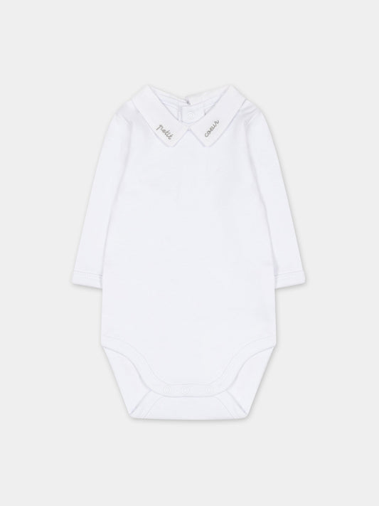 Body bianco per neonati con ricamo,Carrement Beau,Y97287 10P