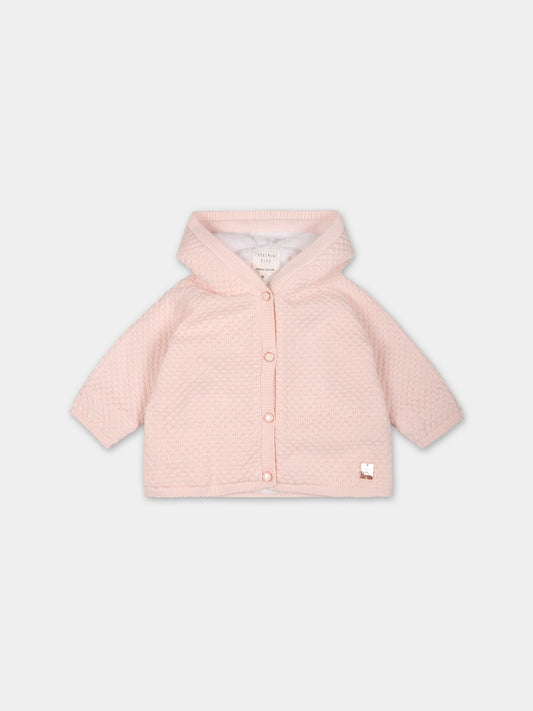 Cardigan rosa con cappuccio per neonata,Carrement Beau,Y96077 43B