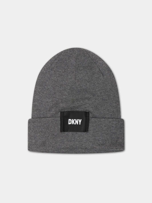 Berretto grigio per bambini con logo,Dkny,D31310 A64