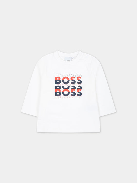 T-shirt bianca per neonato,Boss,J95362 10P