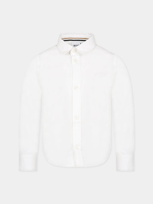 Camicia bianca per bambino con logo,Boss,J25Q01 10P