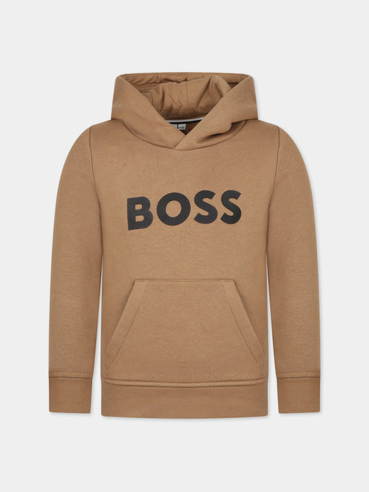 Felpa beige per bambino con logo,Boss,J25Q15 269