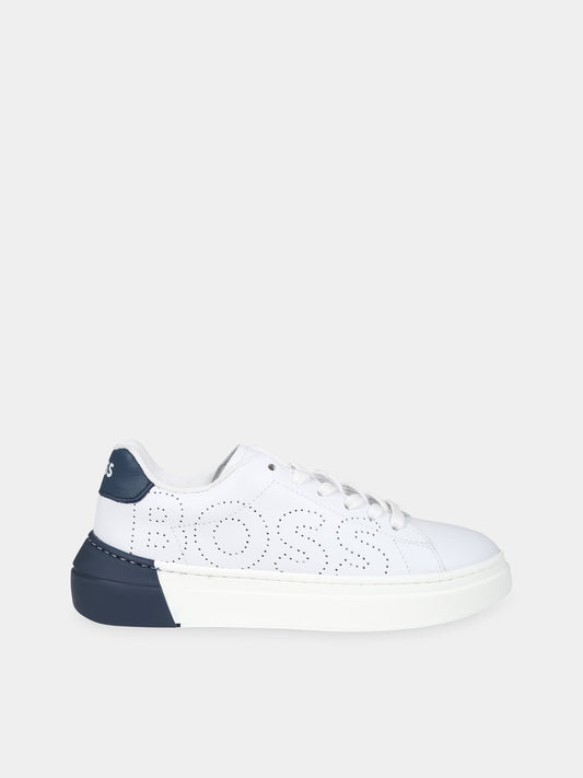 Sneakers bianche per bambino con logo,Boss,J29357 10P