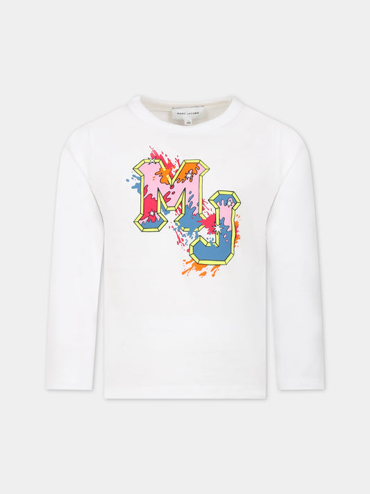 T-shirt bianca per bambina con logo,Little Marc Jacobs,W15676 10P