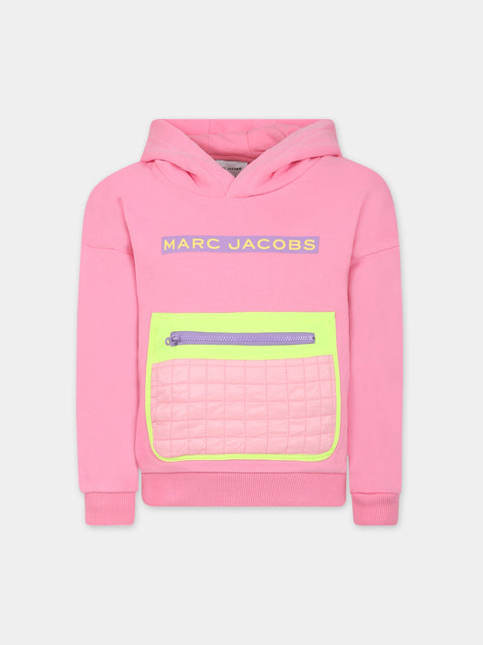 Felpa rosa per bambina con logo,Little Marc Jacobs,W15686 44G