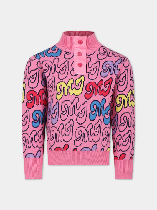 Maglione rosa per bambina con logo,Little Marc Jacobs,W15694 44G