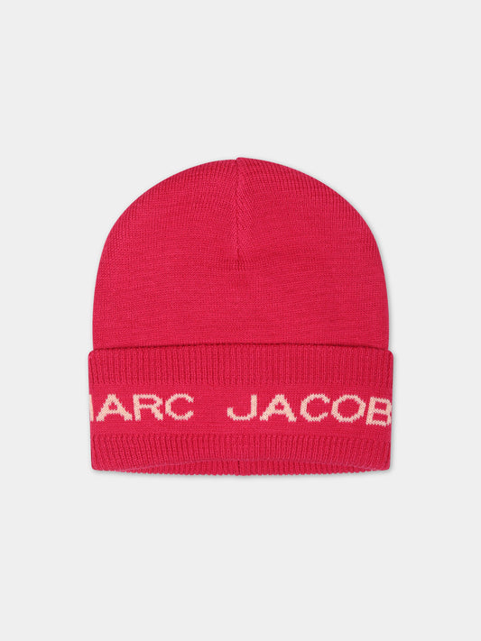 Berretto fucsia per bambina con logo,Little Marc Jacobs,W51003 494