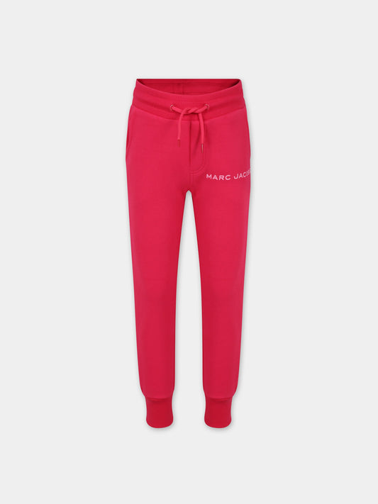 Pantaloni fucsia per bambina con logo,Little Marc Jacobs,W54006 494