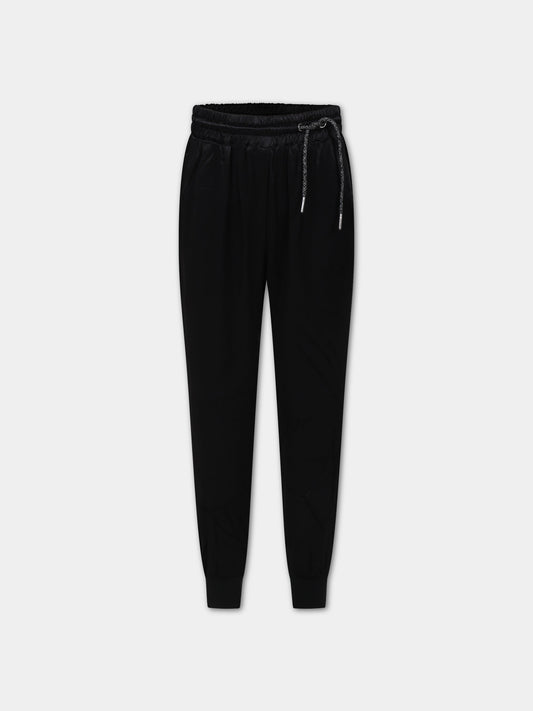 Pantaloni neri per bambina con logo,Karl Lagerfeld Kids,Z14215 09B