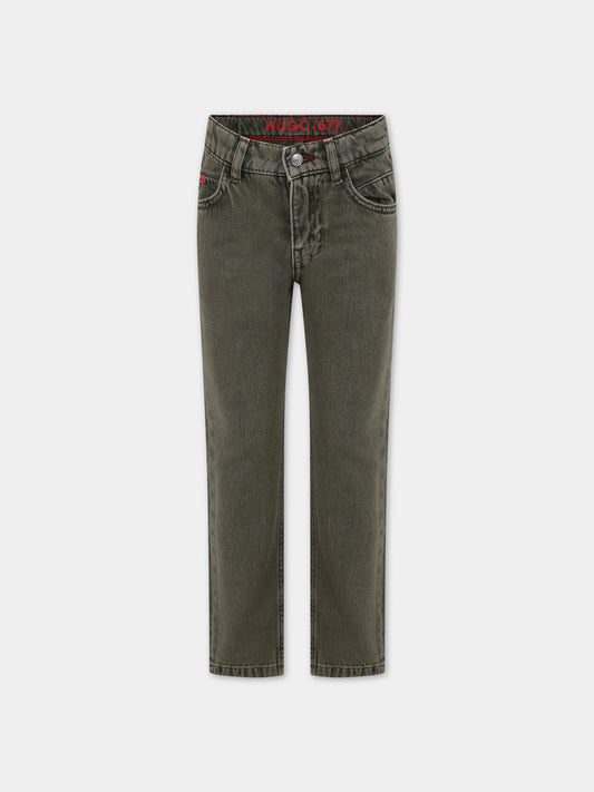 Jeans verdi per bambino con logo,Hugo,G24146 Z36