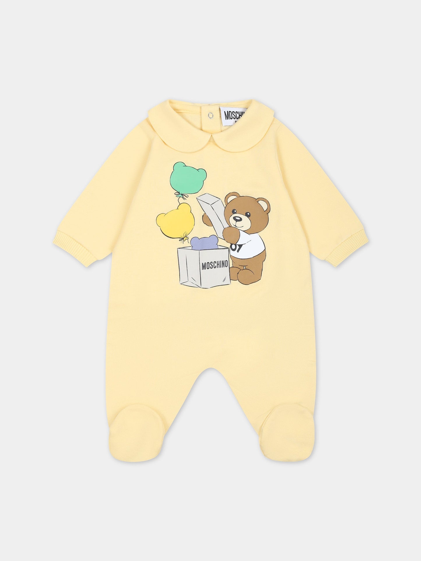 Tutina gialla per neonati con Teddy Bear e stampa,Moschino Kids,MUT03L LCA40 20284