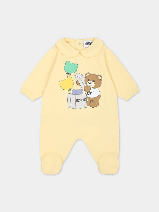 Tutina gialla per neonati con Teddy Bear e stampa,Moschino Kids,MUT03L LCA40 20284