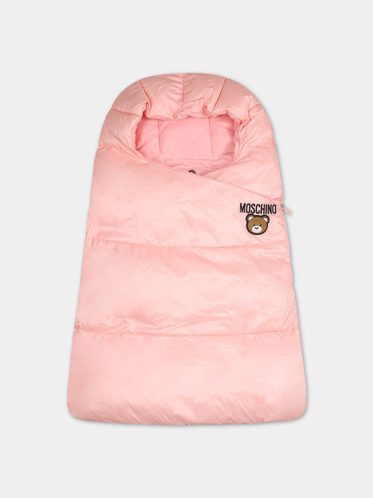 Sacco nanna rosa per neonata con Teddy Bear e logo,Moschino Kids,MUE00M L3A22 50209