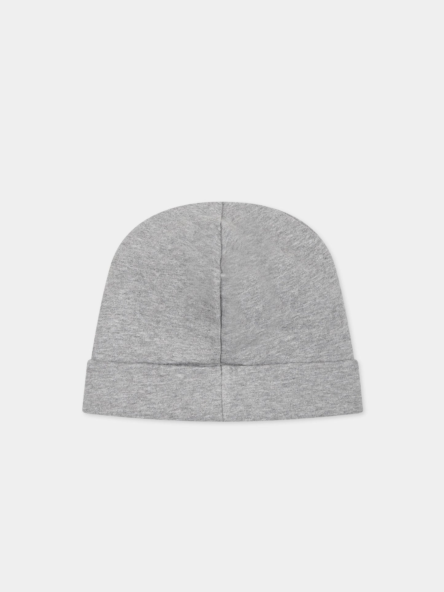 Cappello grigio per neonati con Teddy Bear e logo