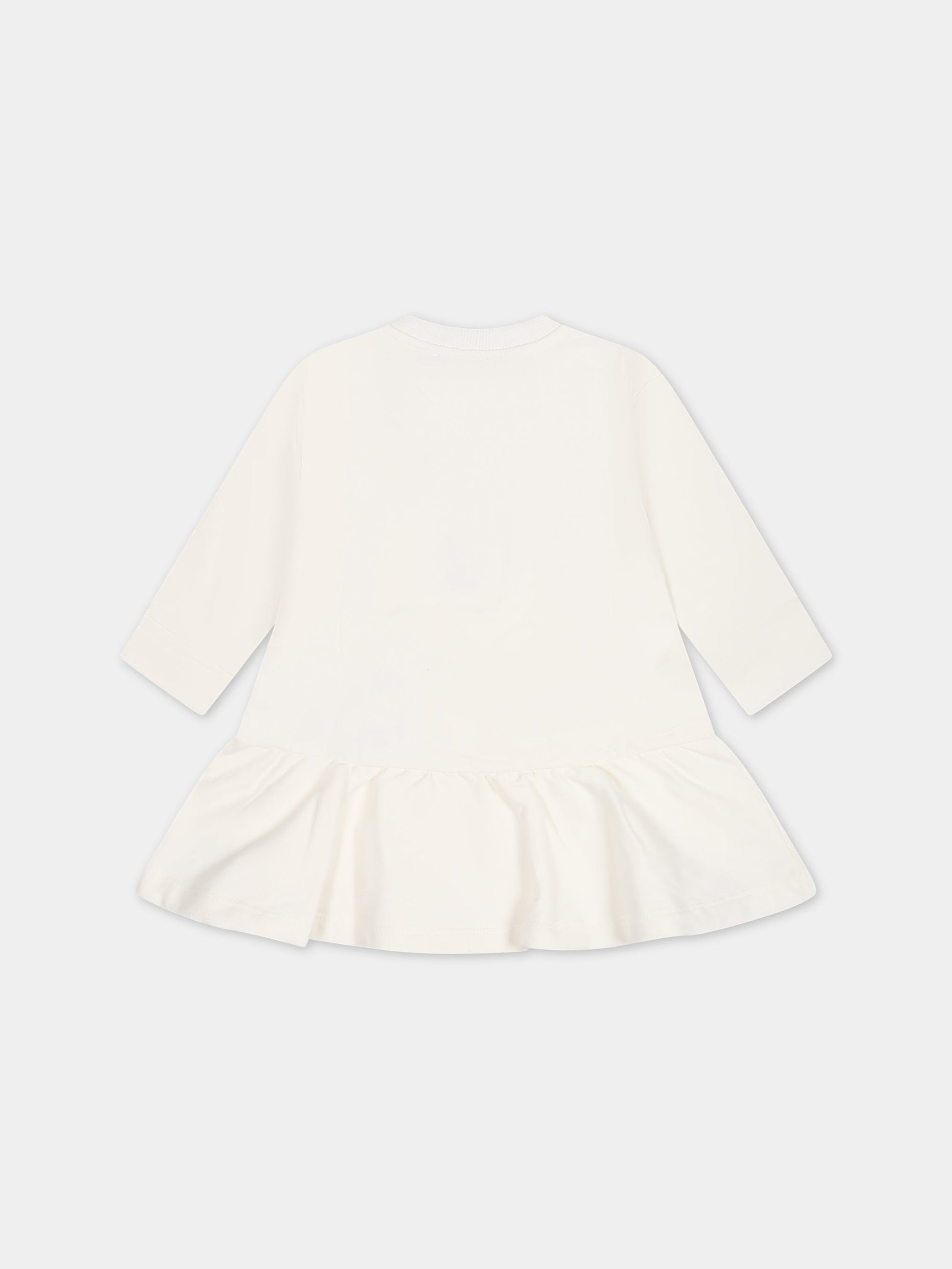 Vestito bianco per neonata con Teddy Bear  elogo,Moschino Kids,MAV099 LDA55 10063