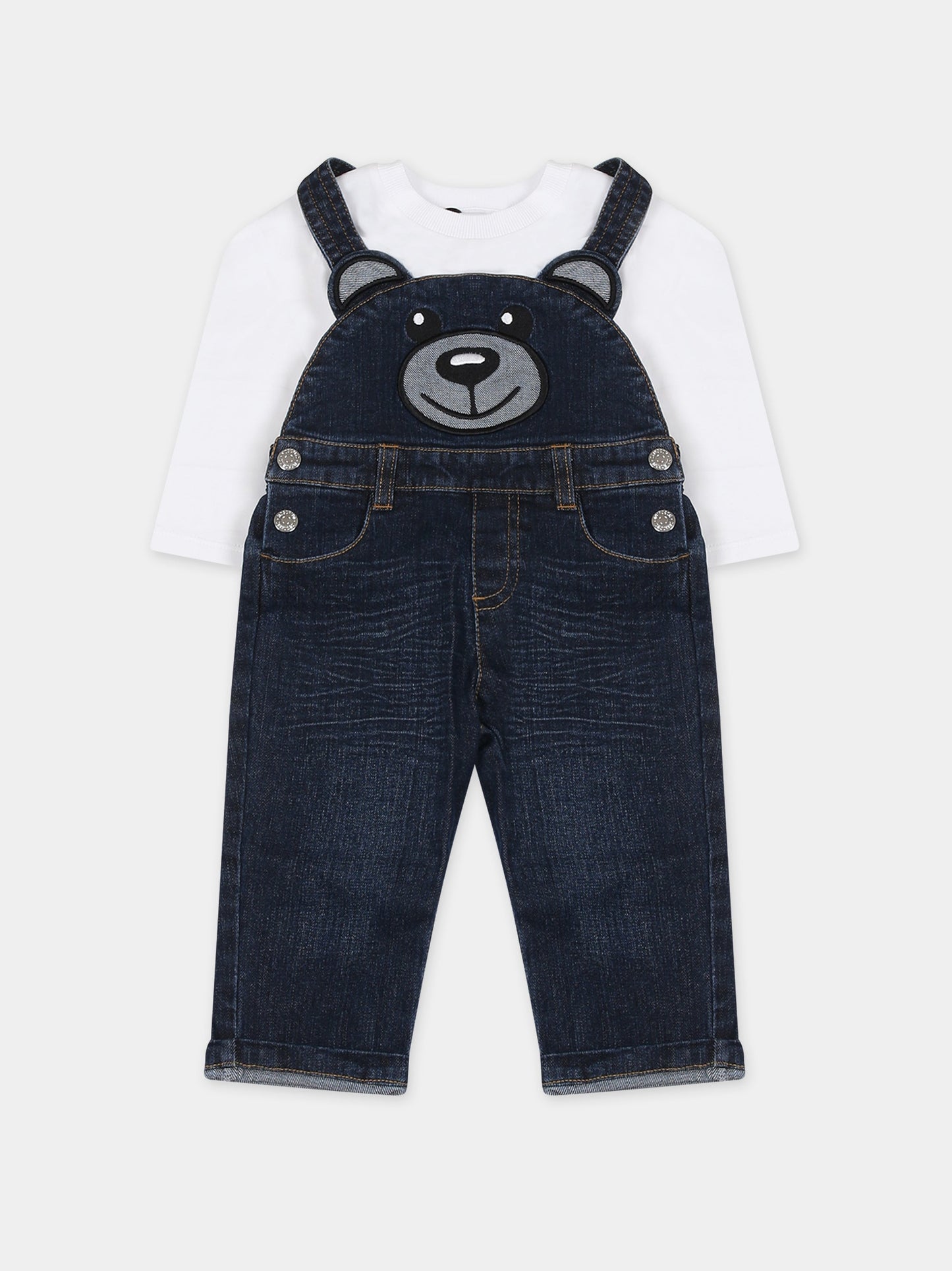 Completo blu per neonata con Teddy Bear,Moschino Kids,MUK04C LXE48 10101