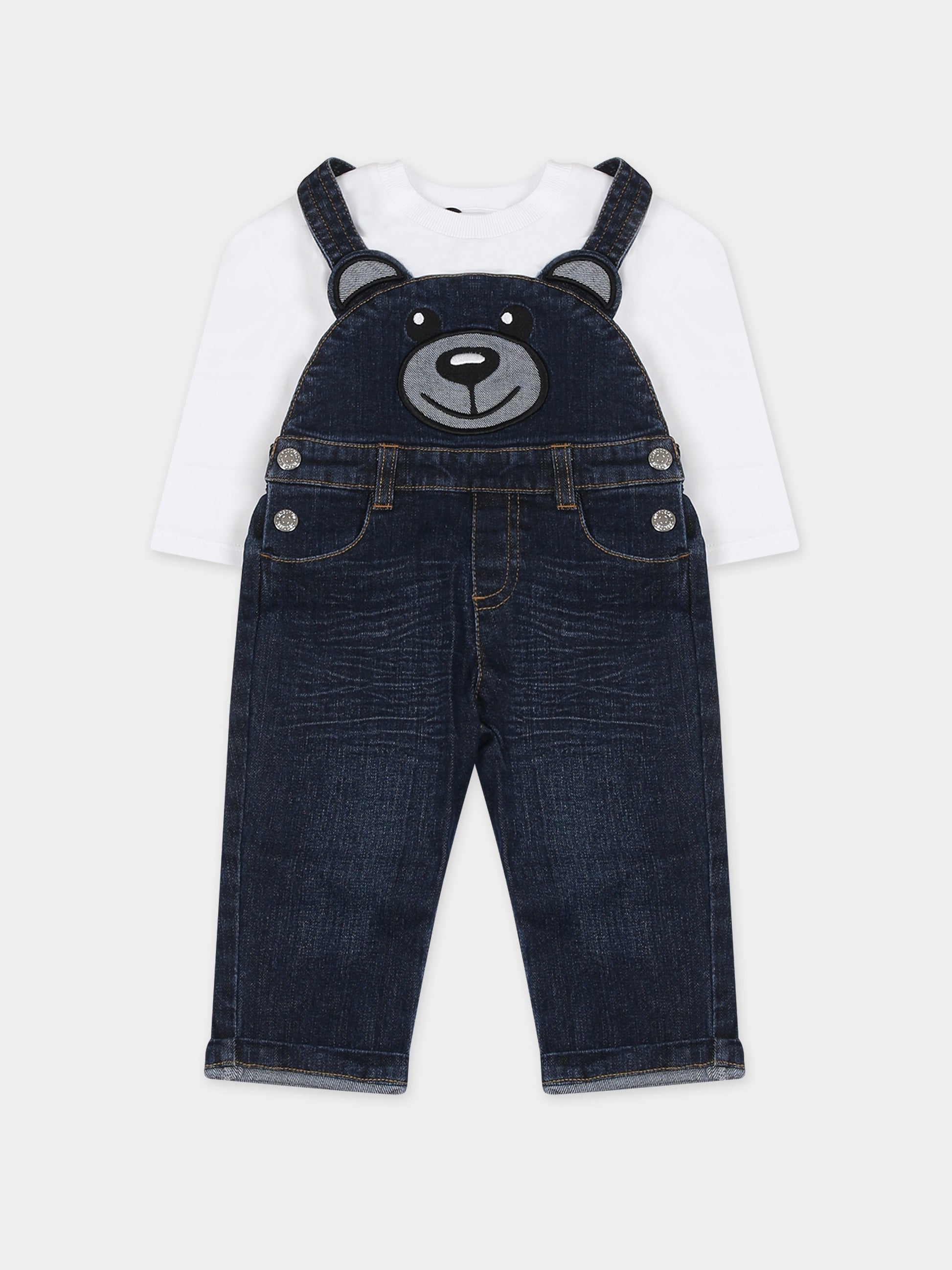 Completo blu per neonata con Teddy Bear,Moschino Kids,MUK04C LXE48 10101