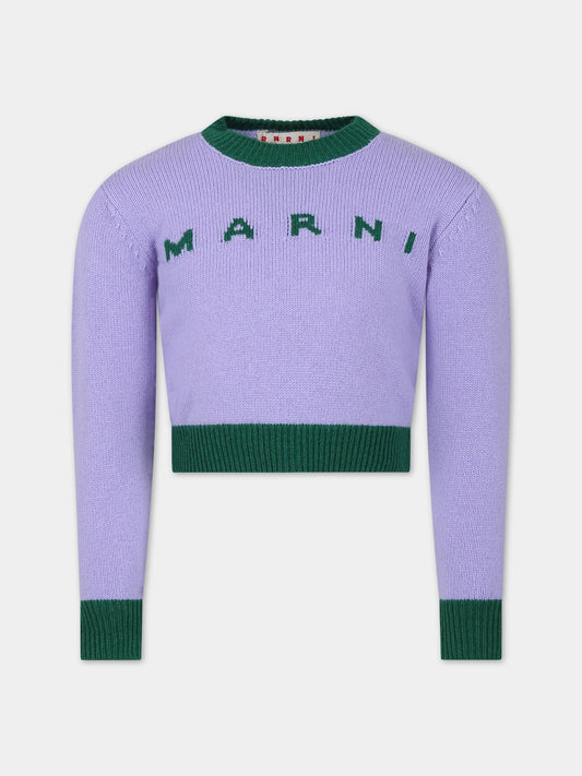 Maglione viola per bambina con logo,Marni Kids,M00993 0M604