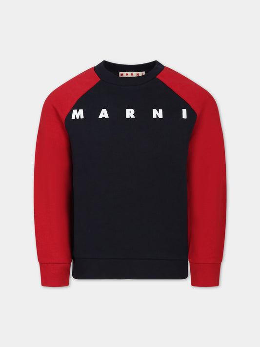 Felpa blu per bambini con logo,Marni Kids,M00818 0M803