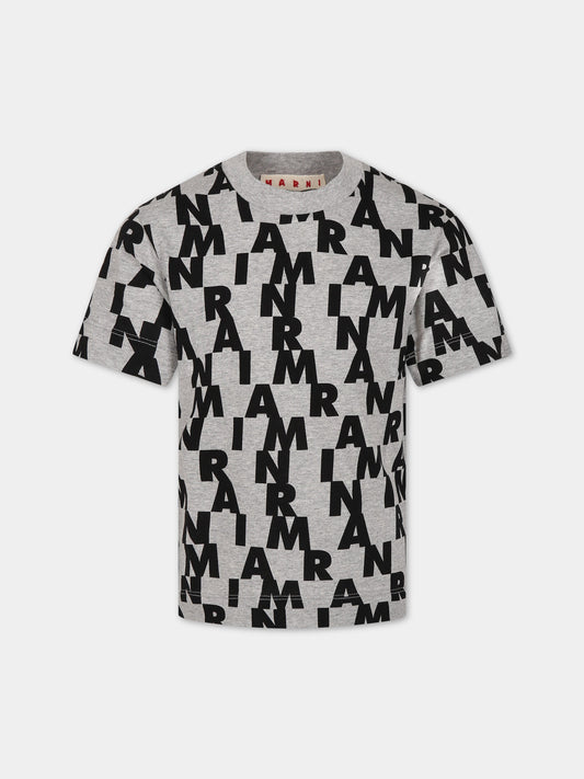 T-shirt grigia con stampa logo per bambini,Marni Kids,M00939 0M908