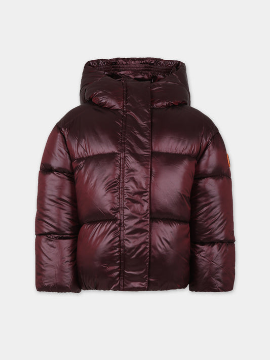 Piumino Ili bordeaux per bambina con logo,Save The Duck Kids,J31453G GLAM17 70010