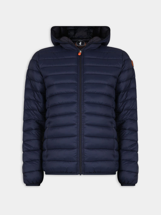 Piumino blu per bambino con logo,Save The Duck Kids,J30650B GIGA17 90000
