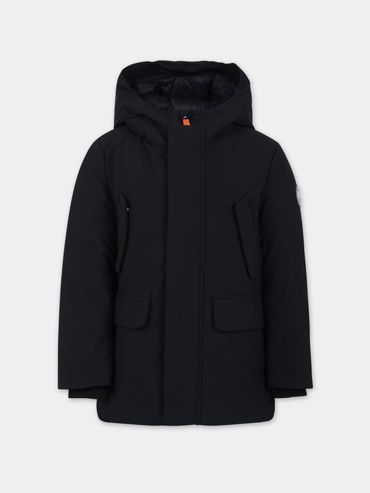 Parka Theo nero per bambino con logo,Save The Duck Kids,P43180B SMEG17 10000