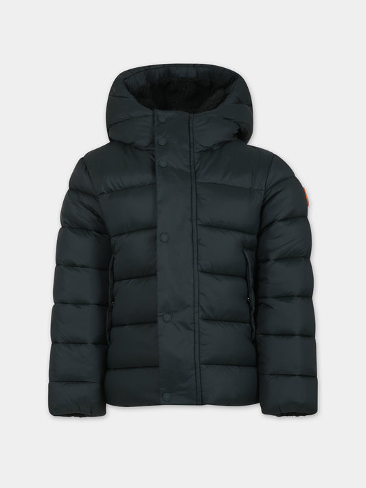 Piumino Gine verde per bambino con logo,Save The Duck Kids,J30874B GIRE17 50030