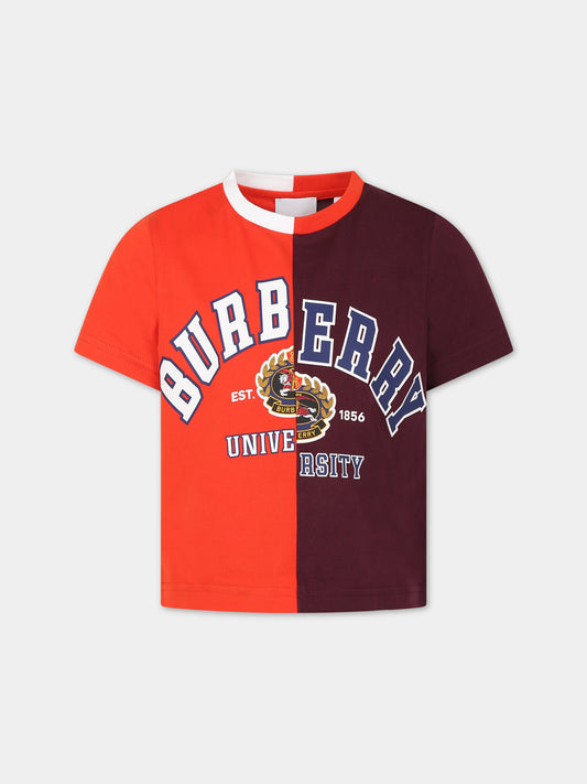 T-shirt multicolor per bambino con stampa e logo,Burberry Kids,8069324
