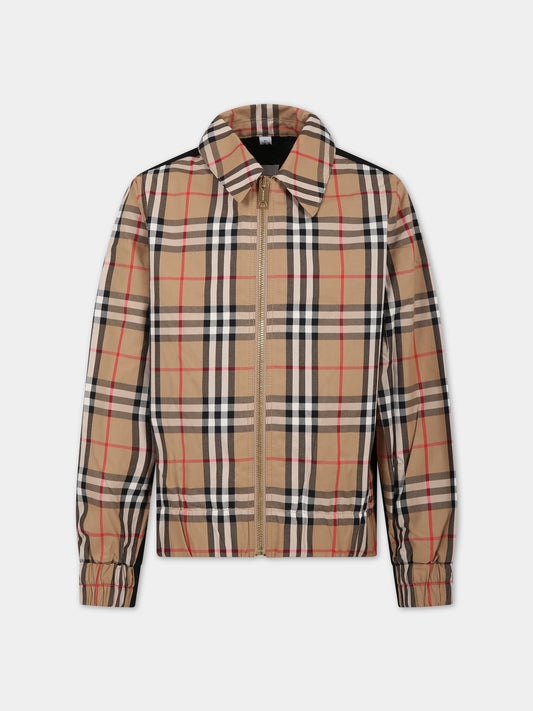 Giubbotto beige per bambino con iconico check vintage,Burberry Kids,8069346