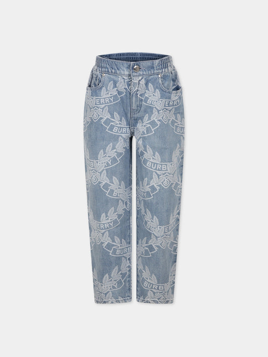 Jeans celeste per bambino con logo,Burberry Kids,8069414