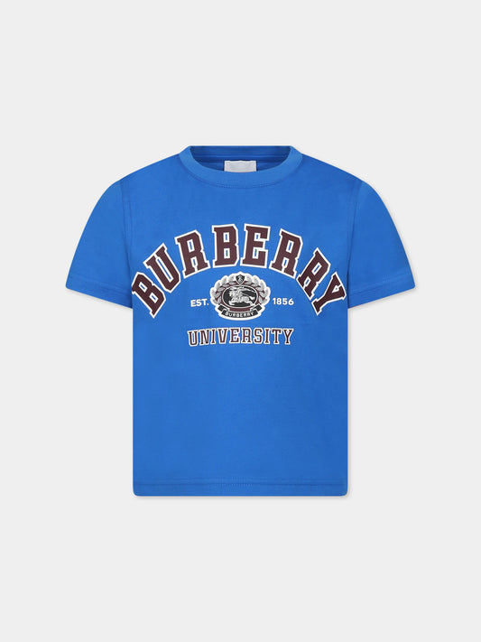 T-shirt azzurra per bambino con logo e stampa,Burberry Kids,8069188