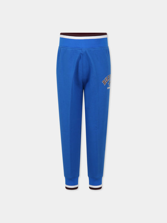 Pantaloni azzurri per bambino con logo e stampa,Burberry Kids,8069186