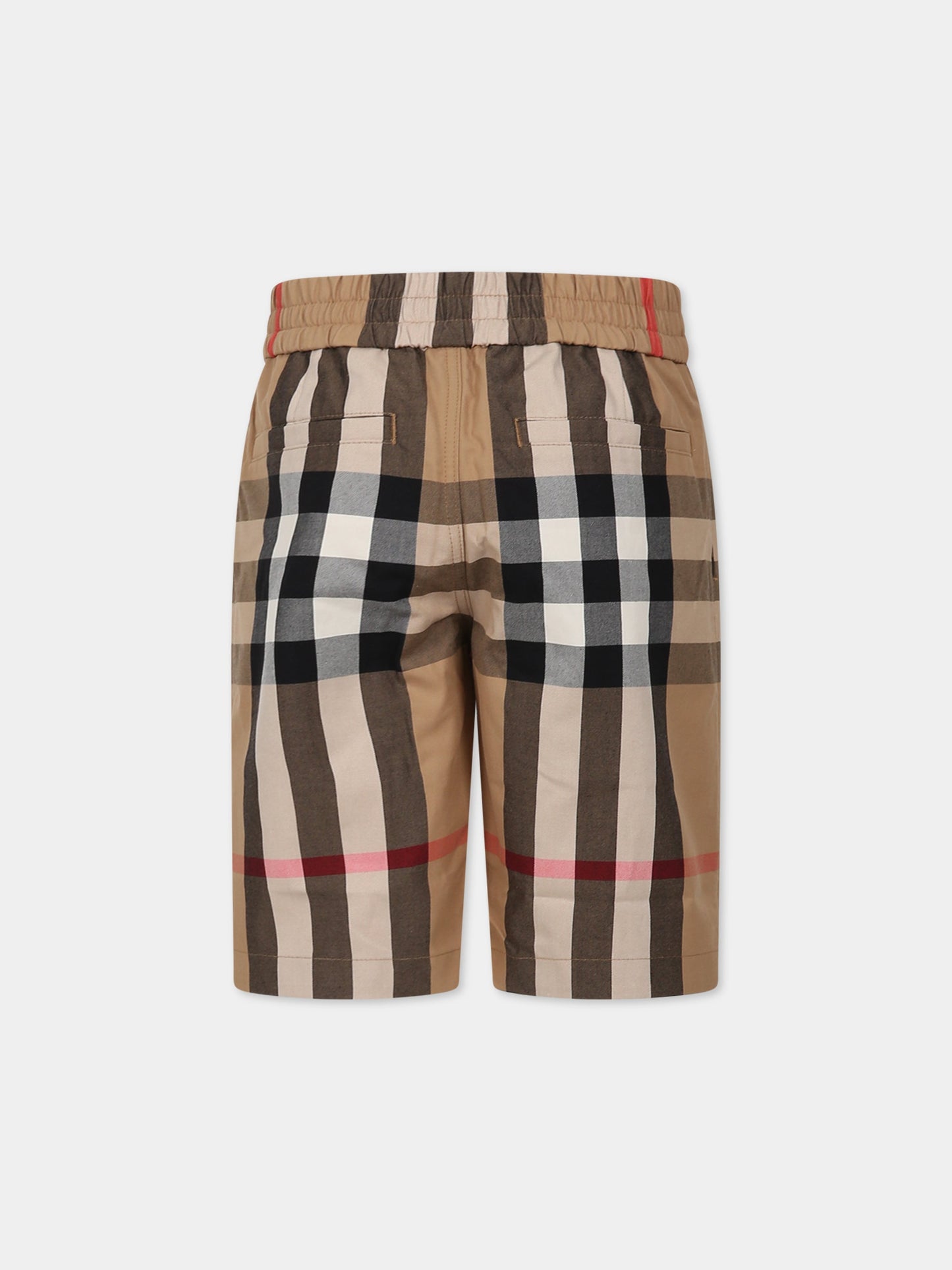 Shorts beige per bambino con iconico check vintage,Burberry Kids,8068679