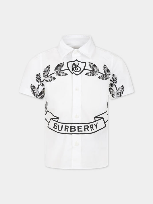 Camicia bianca per bambino con logo,Burberry Kids,8069105
