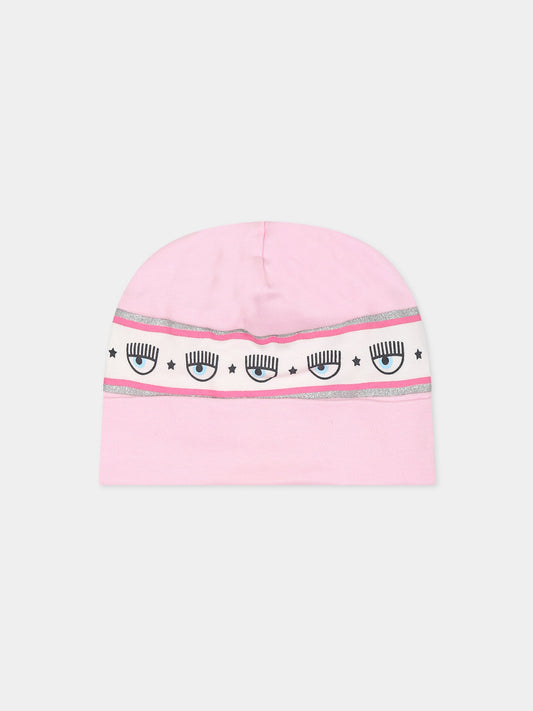 Cappello rosa per neonata con eyestar,Chiara Ferragni Collection,55B001 2004 090F