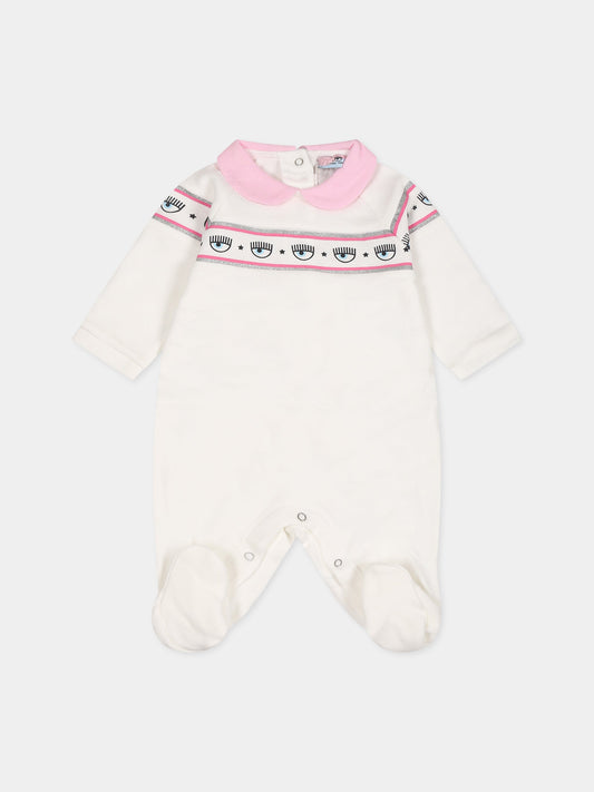 Tutina bianca per neonata con eyestar,Chiara Ferragni Collection,55B200 2004 0001