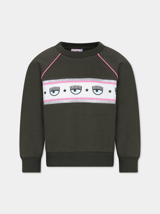 Gonna verde per bambina con eyes flirting,Chiara Ferragni Collection,59B605 2010 007F