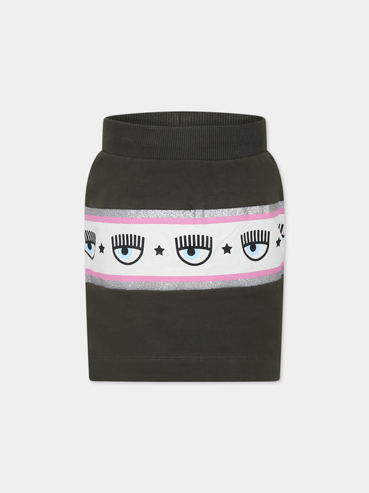 Gonna verde per bambina con eyes flirting,Chiara Ferragni Collection,59B700 2010 007F